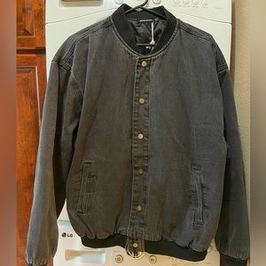 Men’s Black Denim Bomber Jacket Size M - New
